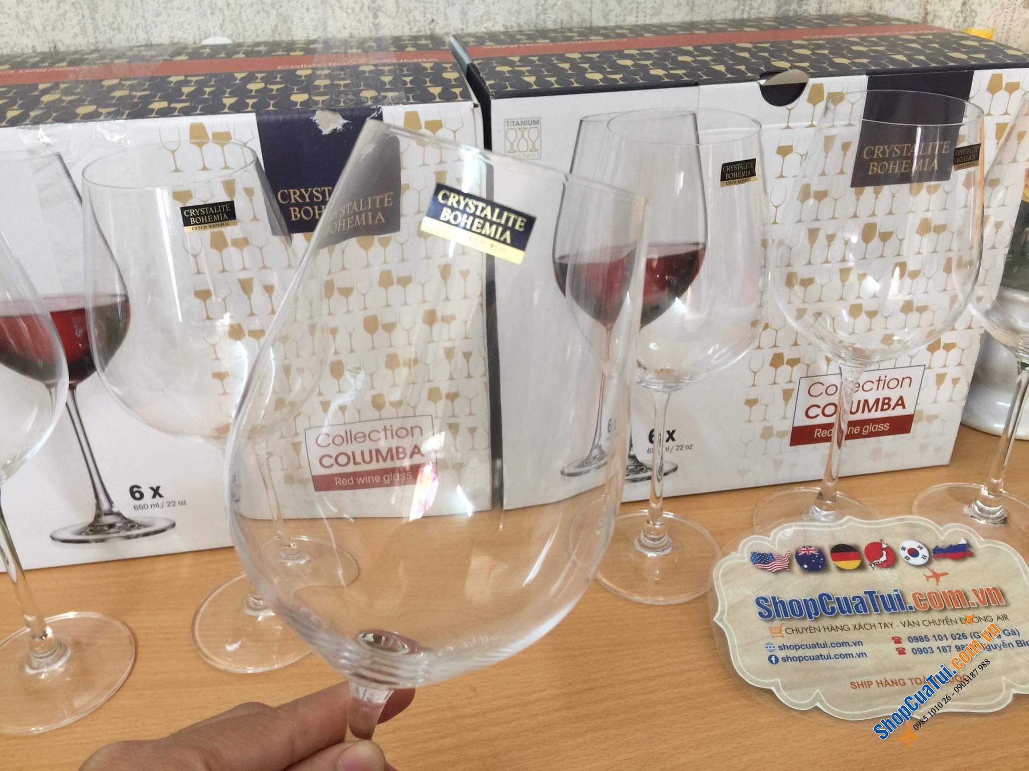Bộ 6 ly pha lê 650ml Bohemia Columba sản xuất tại Séc