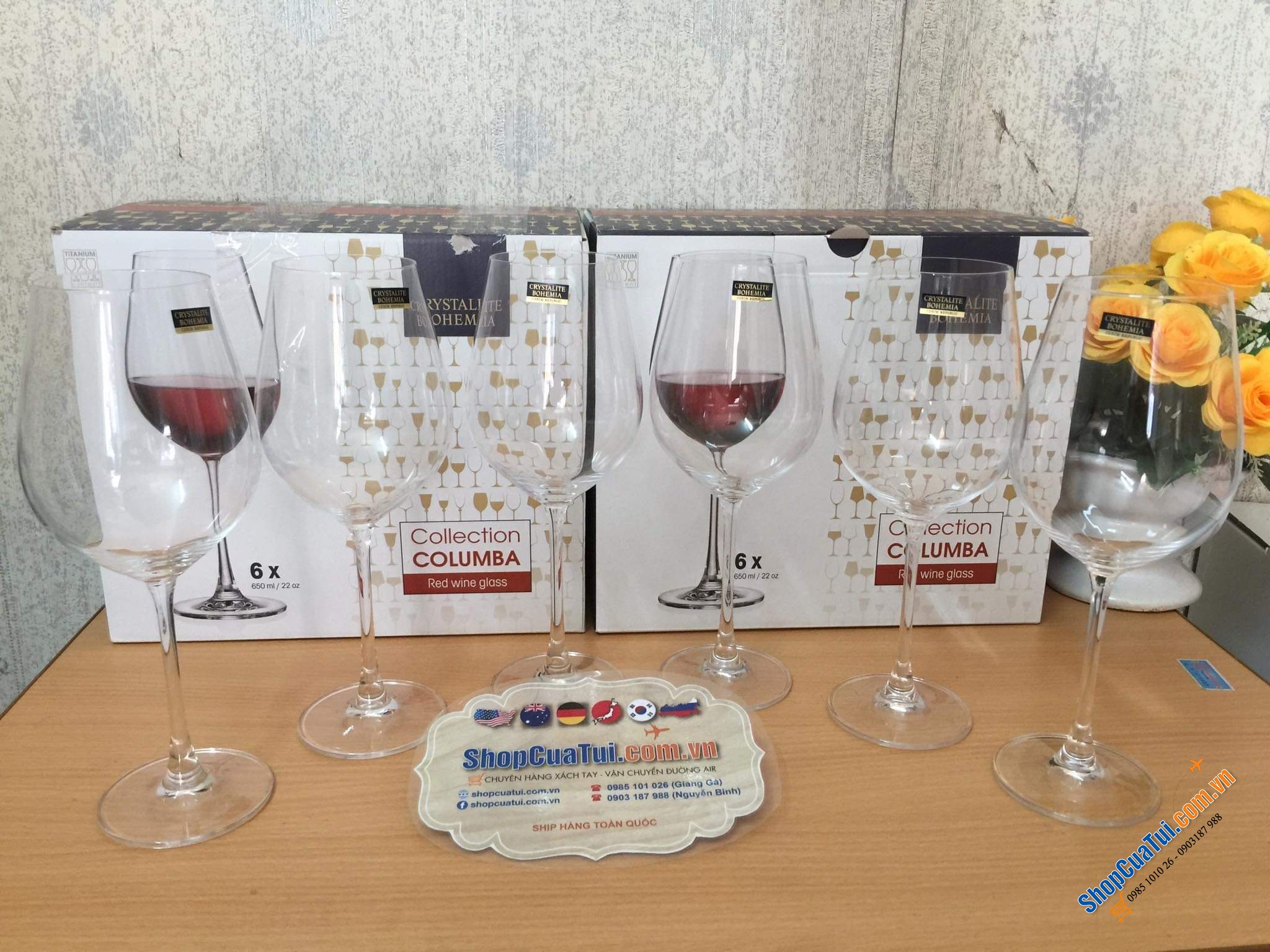 Bộ 6 ly pha lê 650ml Bohemia Columba sản xuất tại Séc