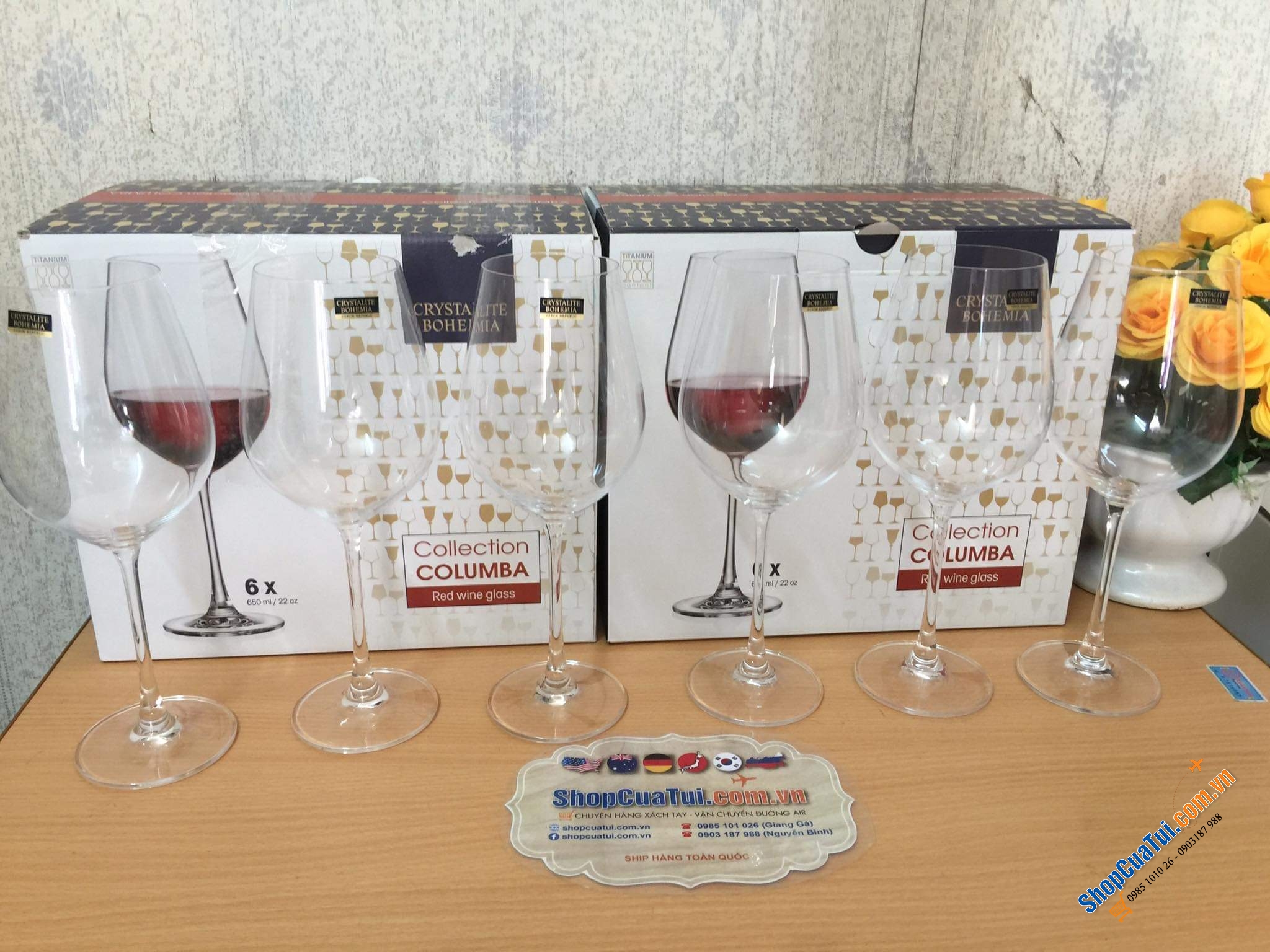 Bộ 6 ly pha lê 650ml Bohemia Columba sản xuất tại Séc