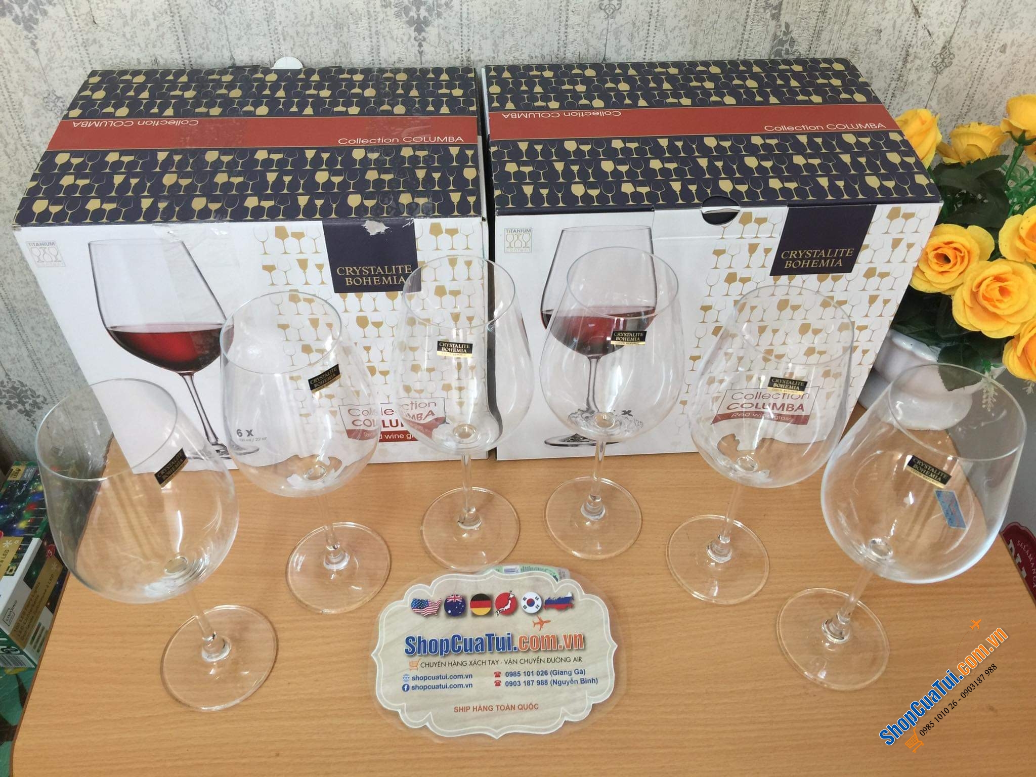 Bộ 6 ly pha lê 650ml Bohemia Columba sản xuất tại Séc