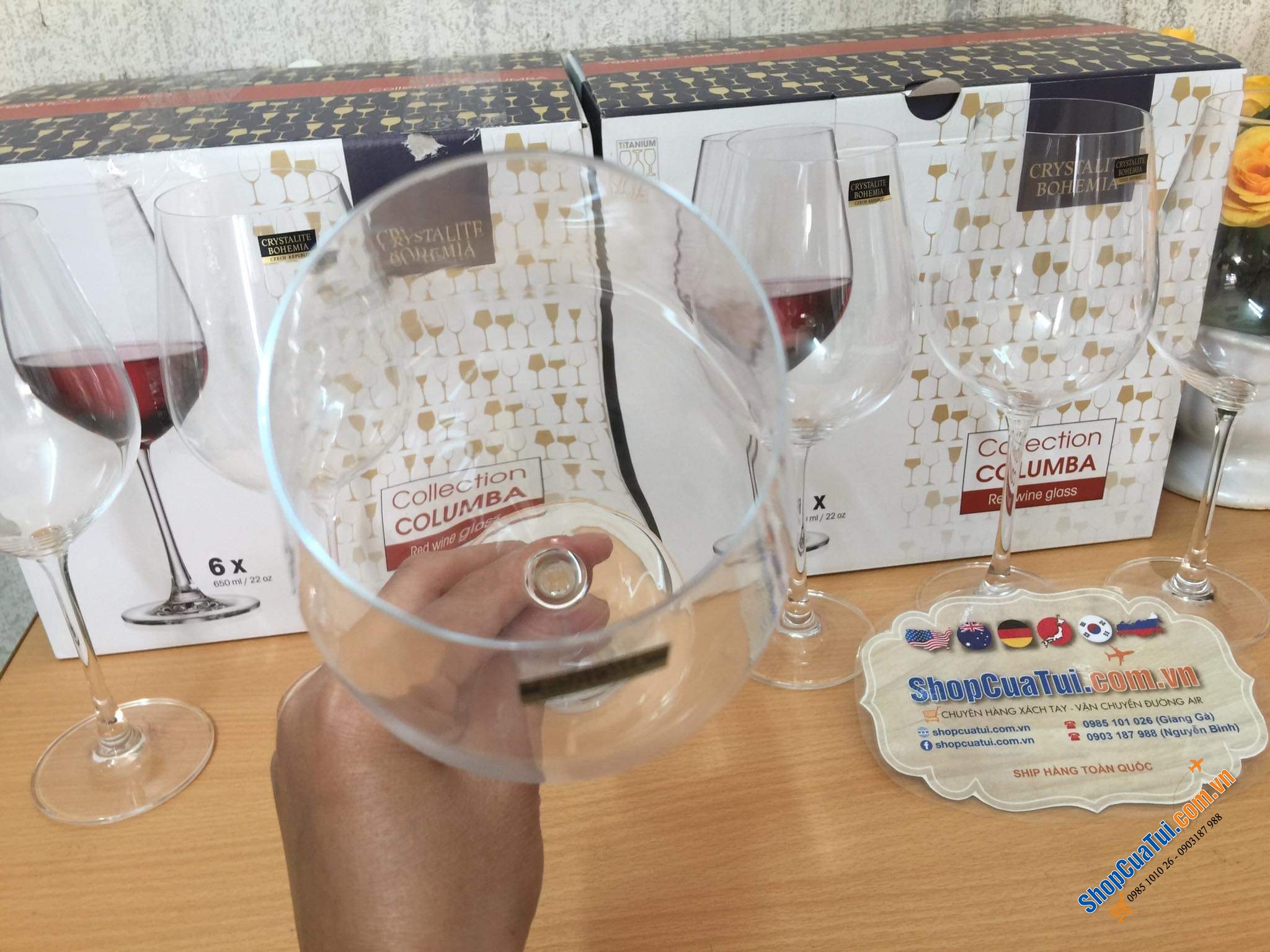 Bộ 6 ly pha lê 650ml Bohemia Columba sản xuất tại Séc