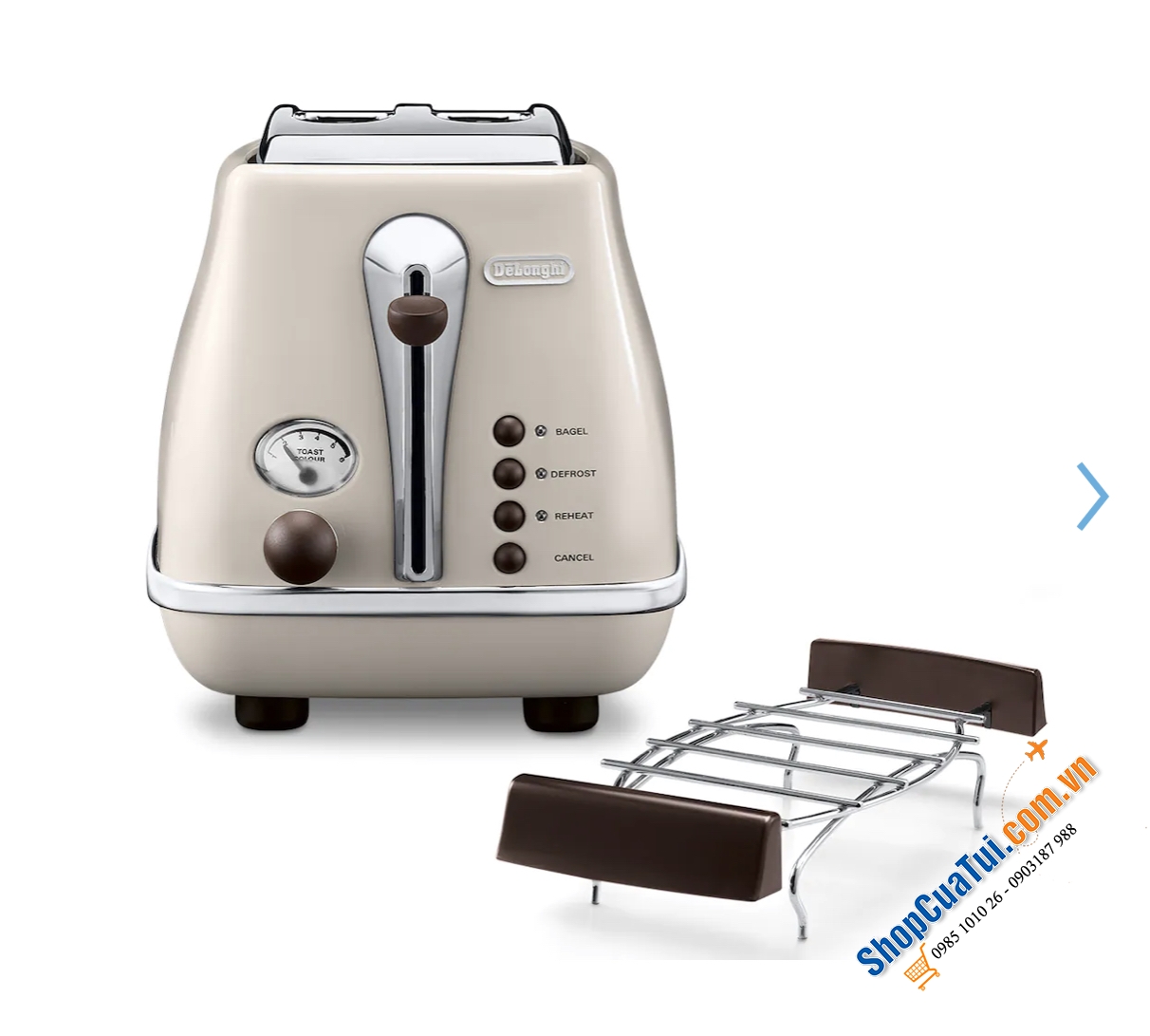 Nướng bánh mỳ Delonghi Icona Vintage CTOV 2103.BG màu be