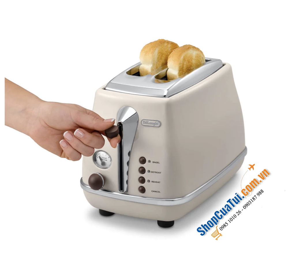 Nướng bánh mỳ Delonghi Icona Vintage CTOV 2103.BG màu be