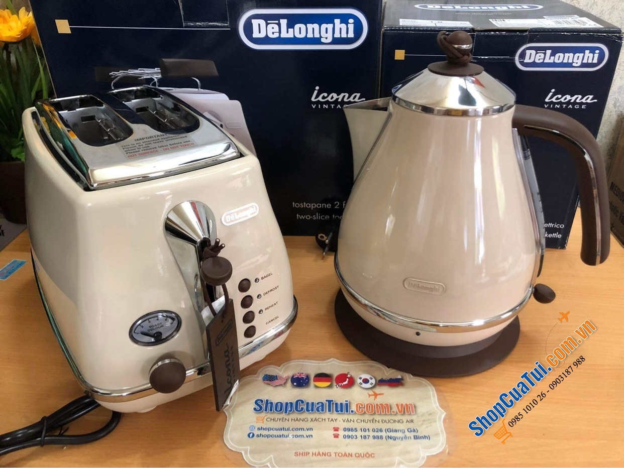 Nướng bánh mỳ Delonghi Icona Vintage CTOV 2103.BG màu be