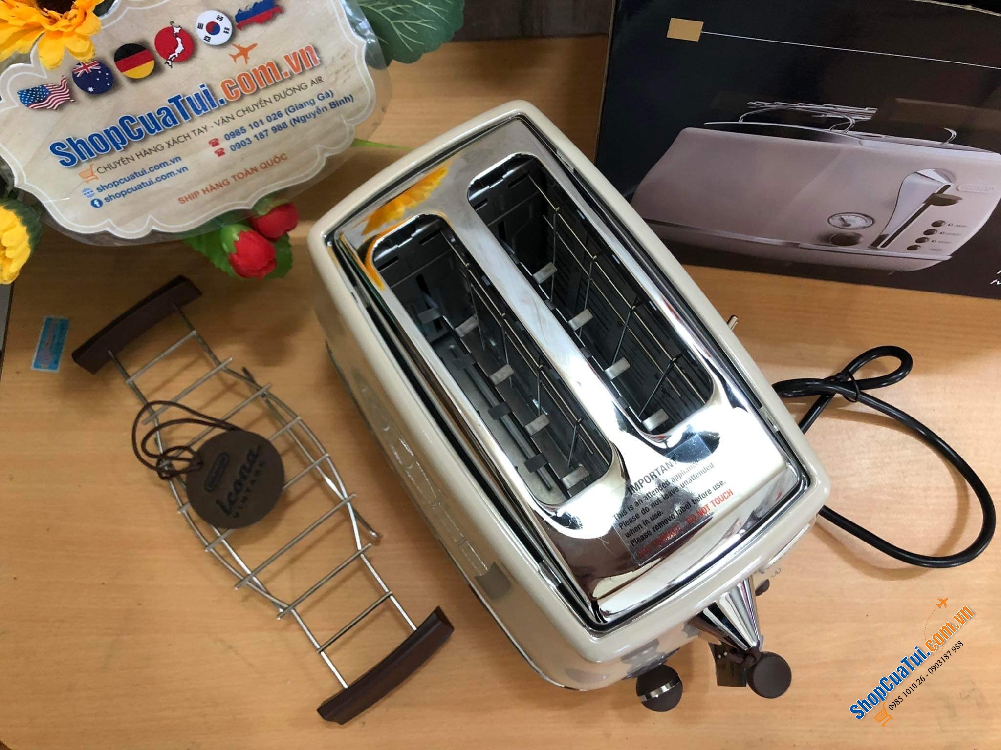 Nướng bánh mỳ Delonghi Icona Vintage CTOV 2103.BG màu be