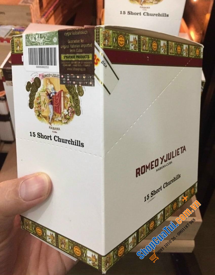 XÌ GÀ THƯỢNG HẠNG CIGAR ROMEO Y JULIETA SHORT CHURCHILL TUBOS của Cuba hộp 15 điếu