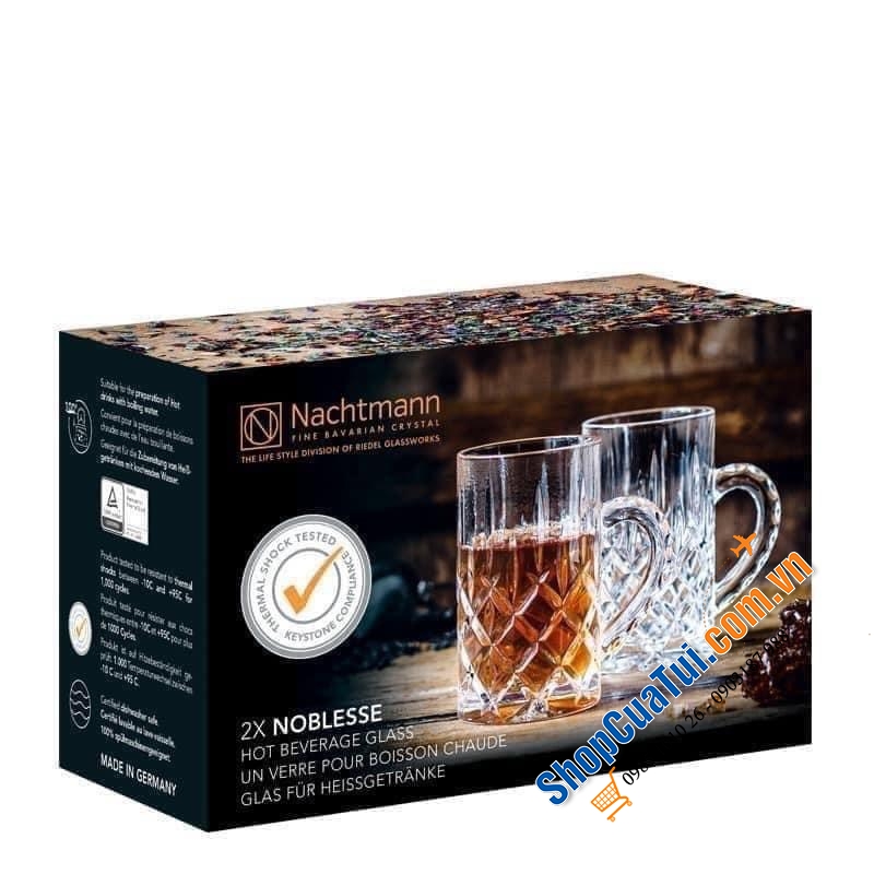 Set 2 cốc uống trà, uống bia pha lê Nachtmann Teeglas Noblesse 103767 dung tích 250ml
