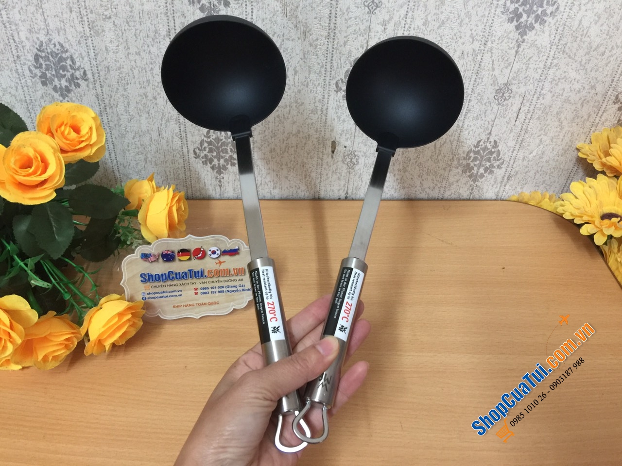 Muôi nấu bếp WMF profi plus 30cm - Muỗng Múc Canh Wmf Grivory Profi Plus 18.7477.6030 - Thìa to múc canh