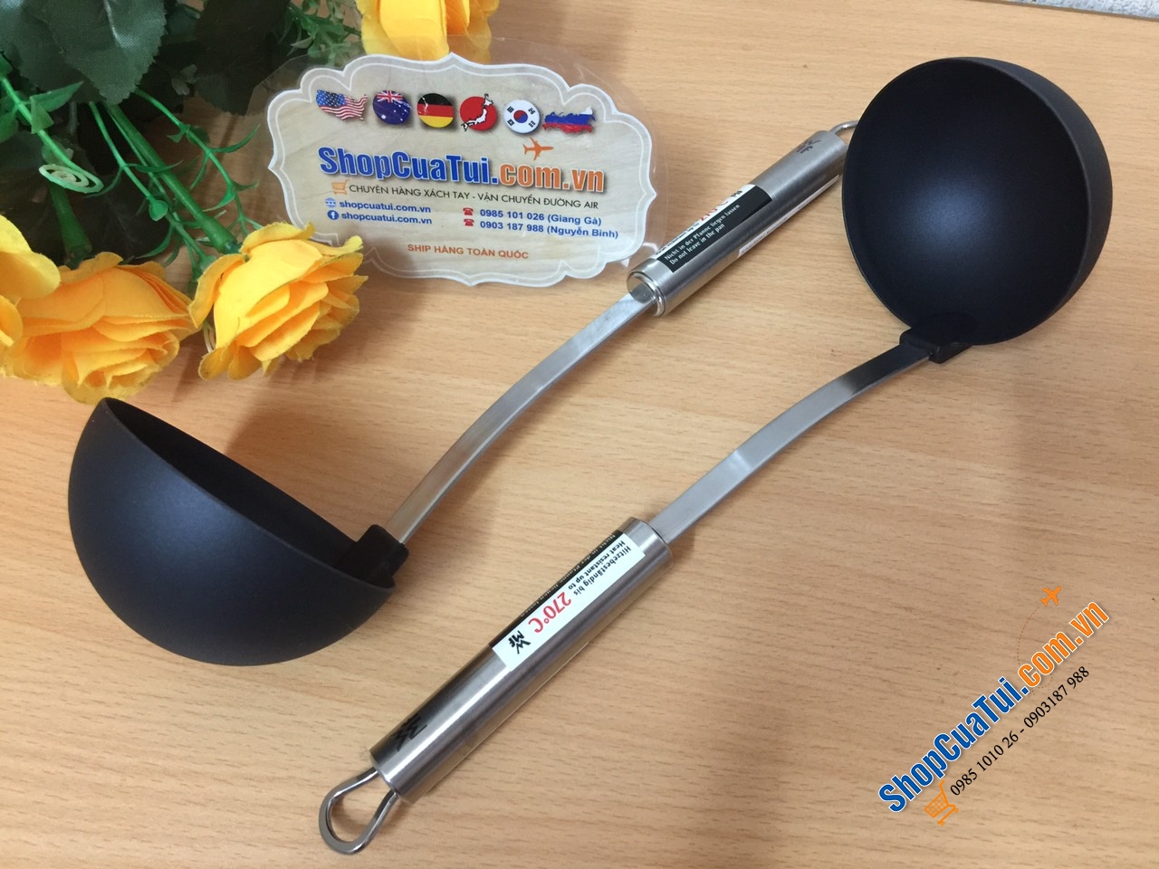 Muôi nấu bếp WMF profi plus 30cm - Muỗng Múc Canh Wmf Grivory Profi Plus 18.7477.6030 - Thìa to múc canh