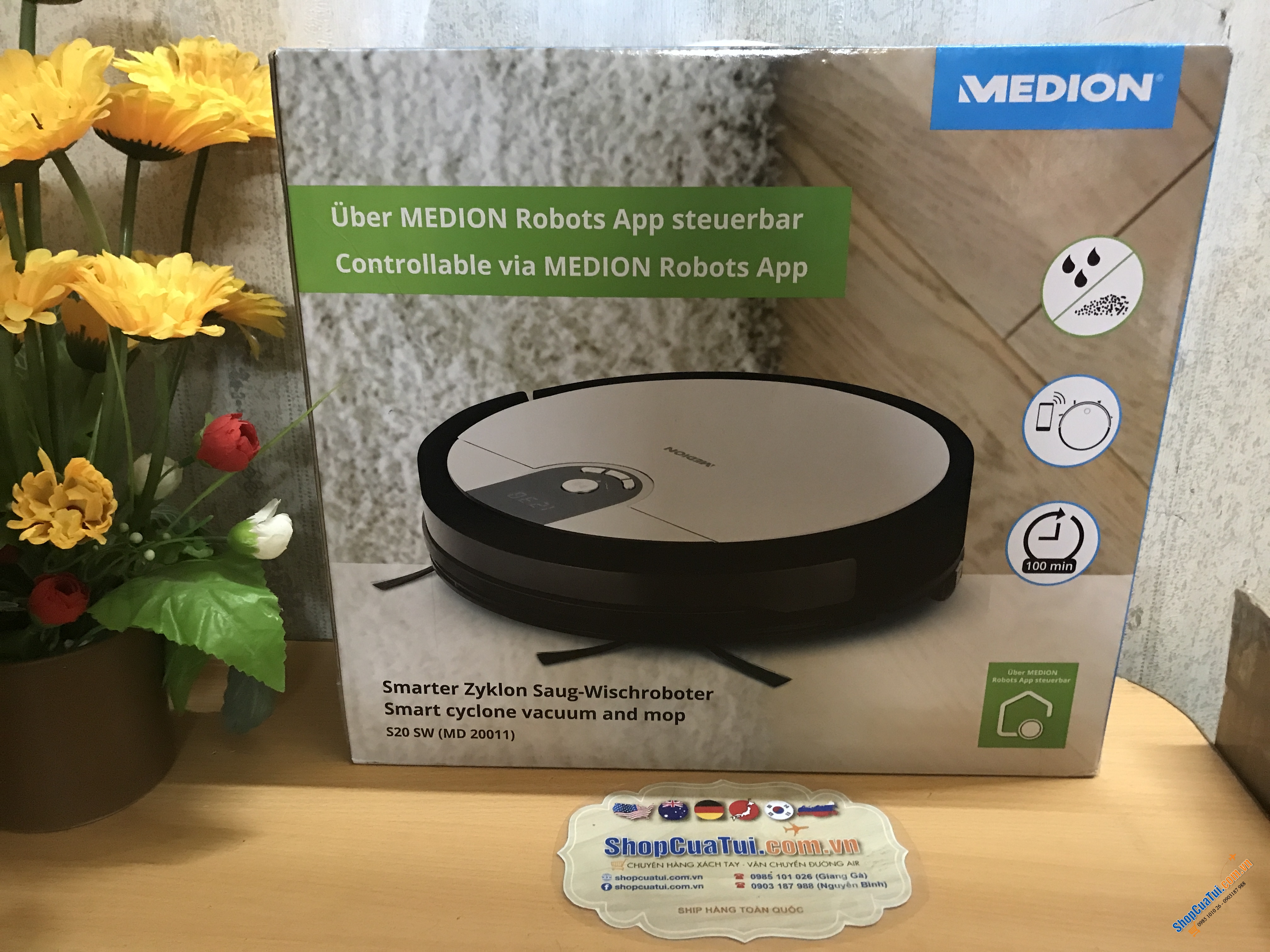 Model mới Robot hút bụi và lau nhà medion MD 20011 NEW - là model mới và hoàn hảo hơn với công nghệ lốc xoáy Zyklon-Technologie tiên tiến