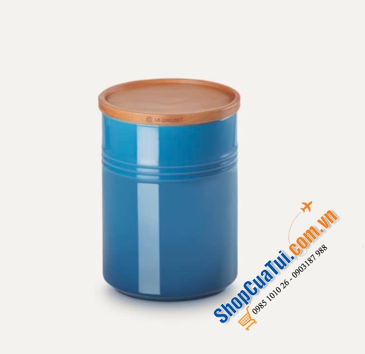 Hũ đựng muối, hạt, đồ khô, bánh kẹo  Le creuset 1,9 LIT  - màu xanh Marseille.