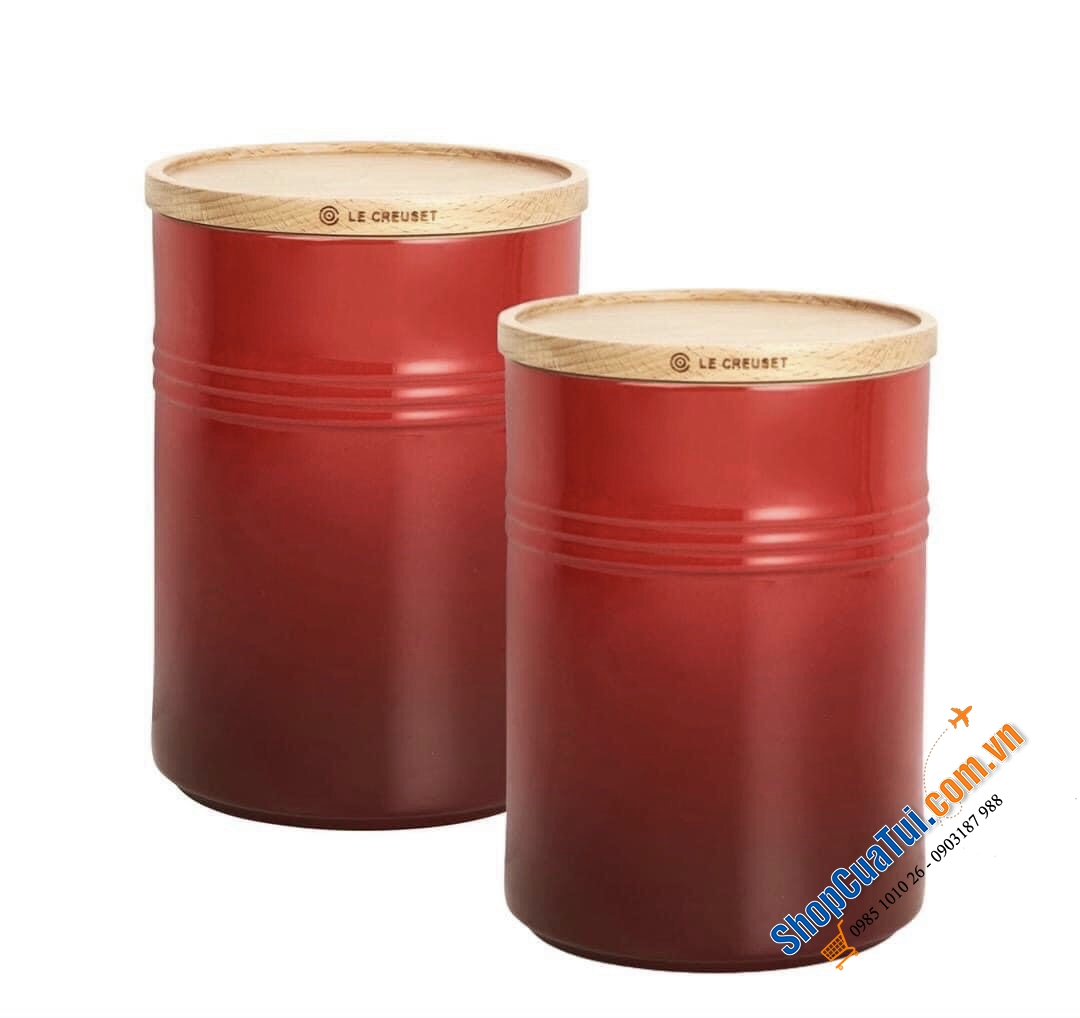 Hũ đựng muối, hạt, đồ khô, bánh kẹo  Le creuset 1,9 LIT  - màu xanh Marseille.