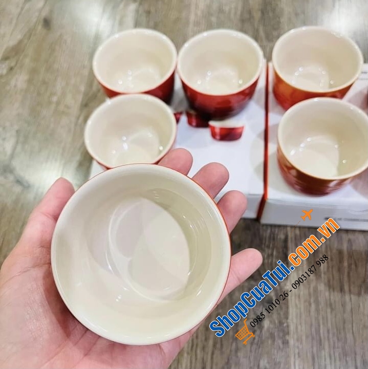 SET 4 HŨ RAMENKIN LE CREUSET 100ml MÀU ĐỎ, CAM