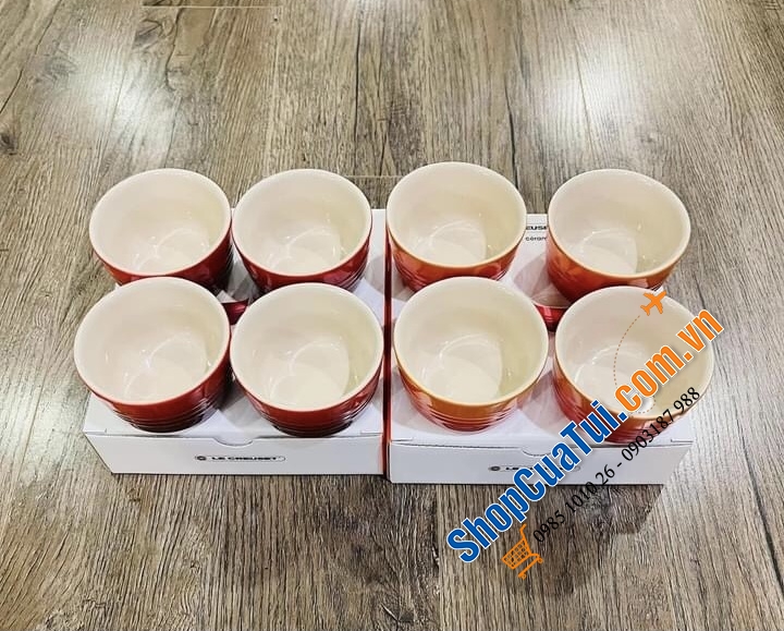 SET 4 HŨ RAMENKIN LE CREUSET 100ml MÀU ĐỎ, CAM