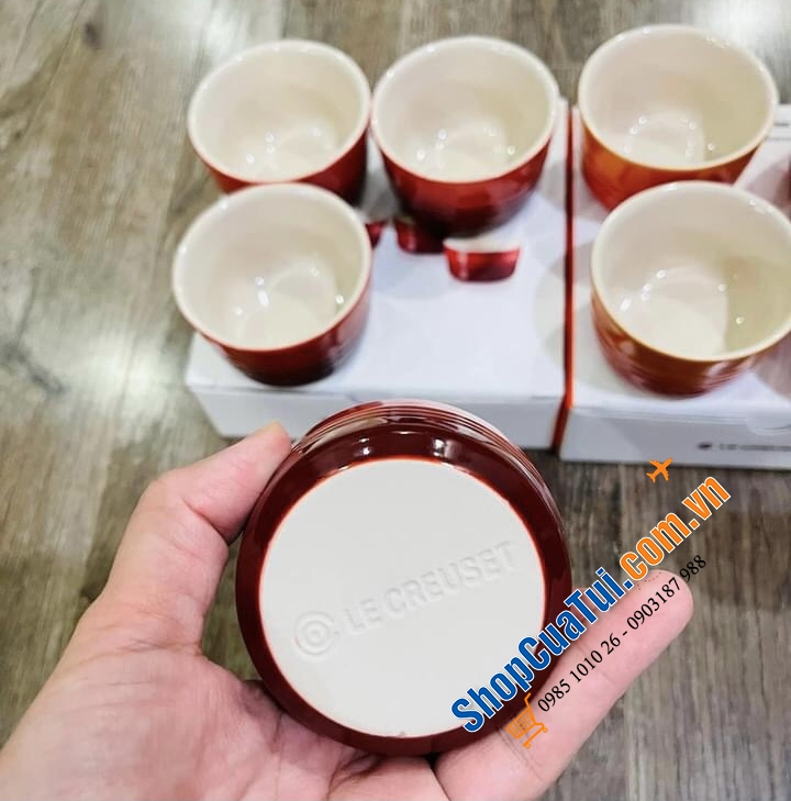 SET 4 HŨ RAMENKIN LE CREUSET 100ml MÀU ĐỎ, CAM