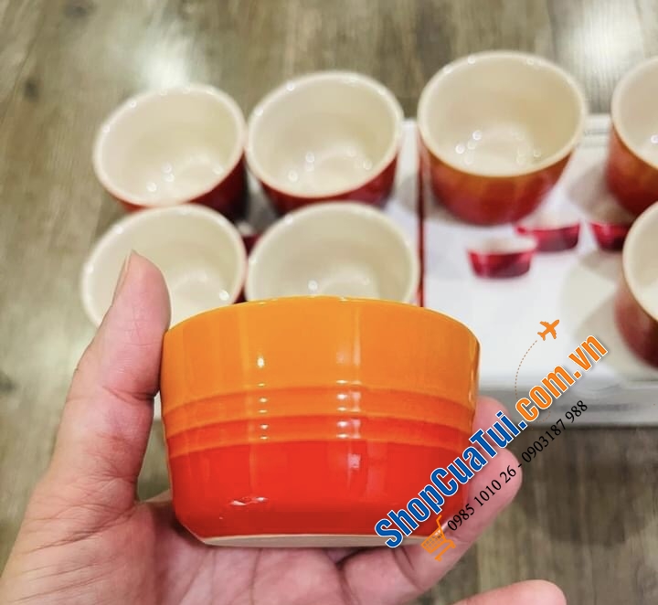 SET 4 HŨ RAMENKIN LE CREUSET 100ml MÀU ĐỎ, CAM