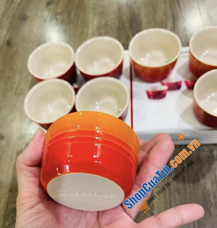SET 4 HŨ RAMENKIN LE CREUSET 100ml MÀU ĐỎ, CAM
