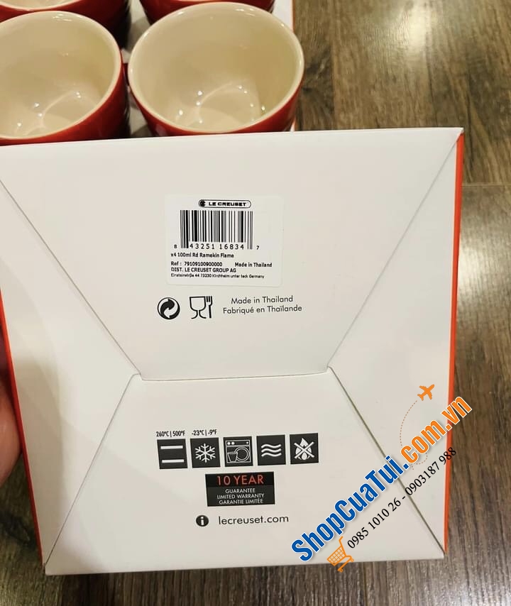 SET 4 HŨ RAMENKIN LE CREUSET 100ml MÀU ĐỎ, CAM