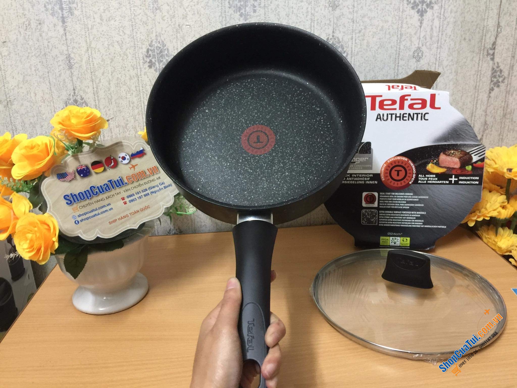 CHẢO NỒI TEFAL CÓ VUNG authetic 24 cm - MADE IN FRANCE.