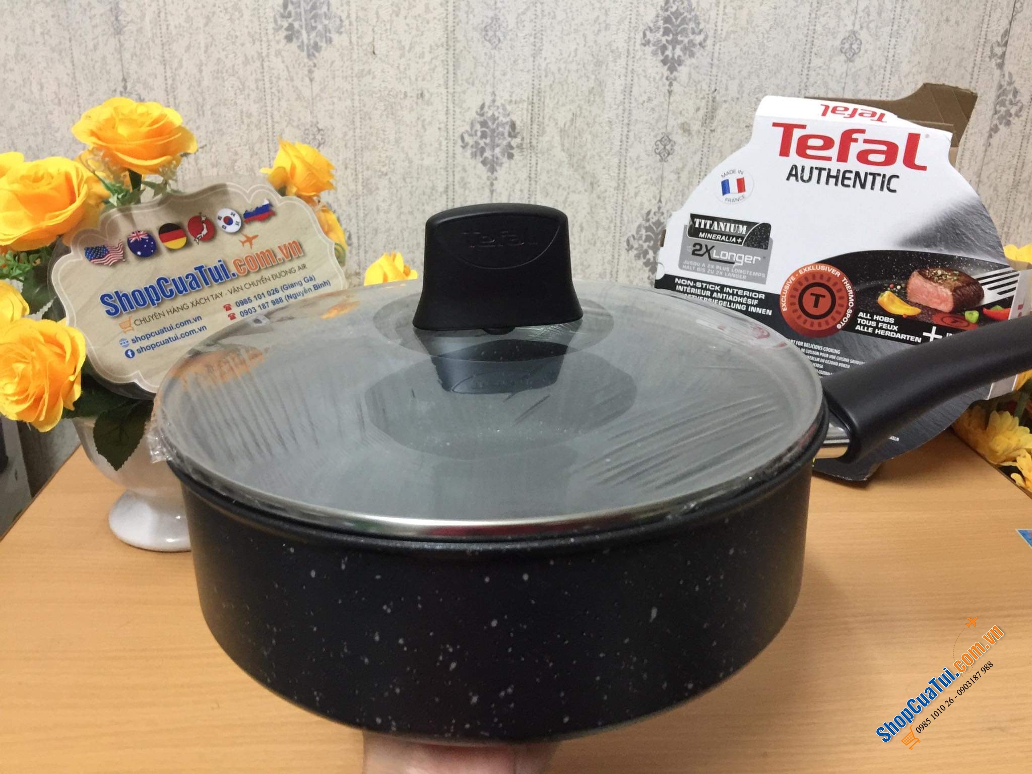 CHẢO NỒI TEFAL CÓ VUNG authetic 24 cm - MADE IN FRANCE.