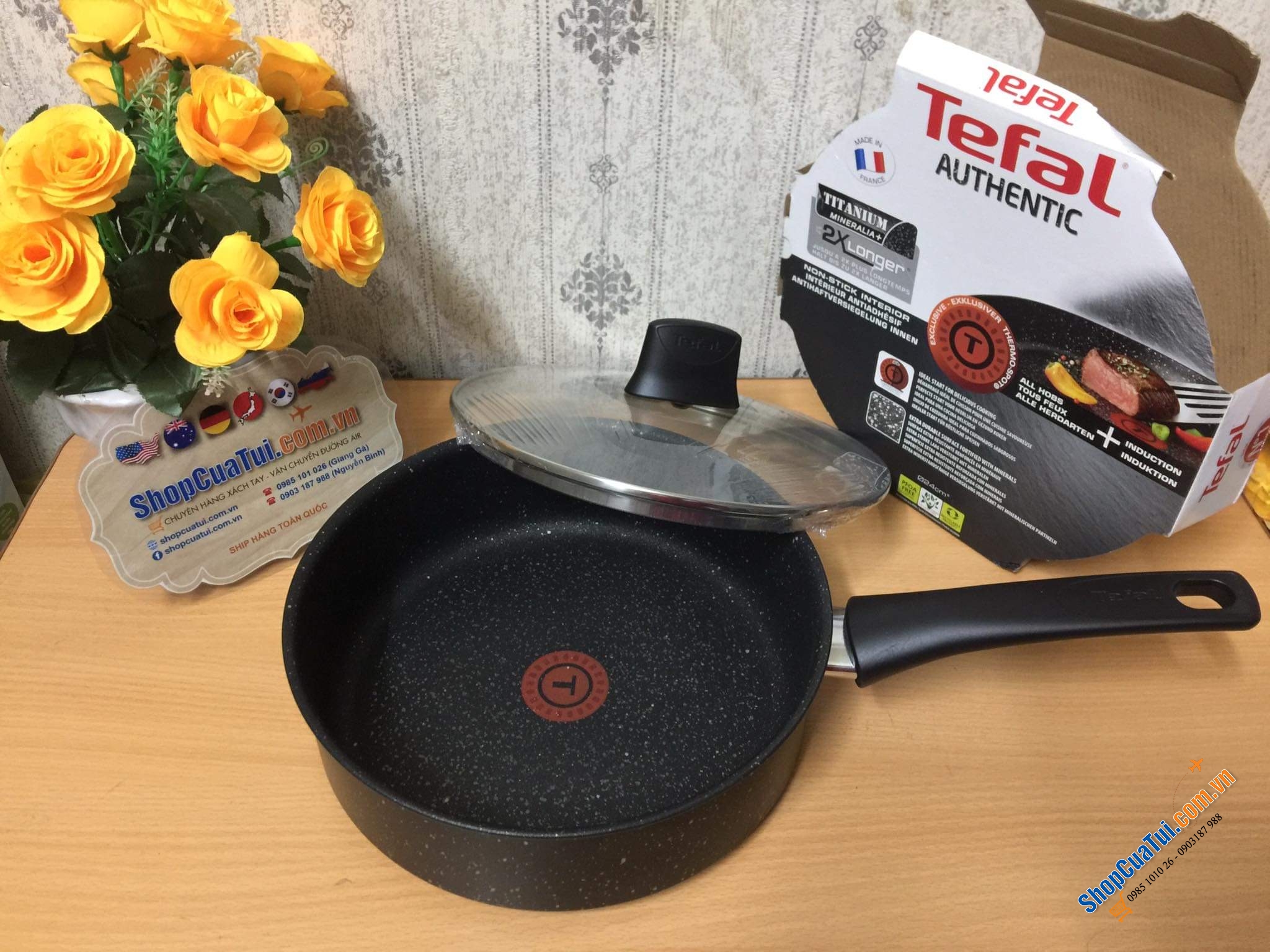 CHẢO NỒI TEFAL CÓ VUNG authetic 24 cm - MADE IN FRANCE.