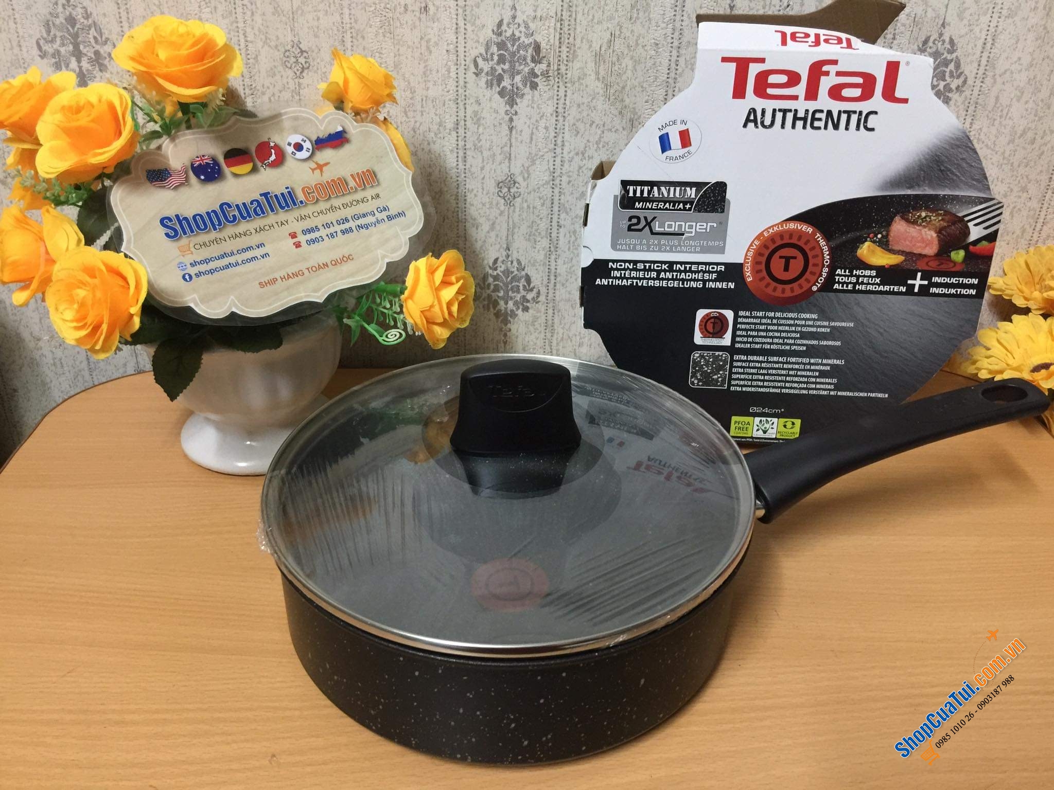CHẢO NỒI TEFAL CÓ VUNG authetic 24 cm - MADE IN FRANCE.
