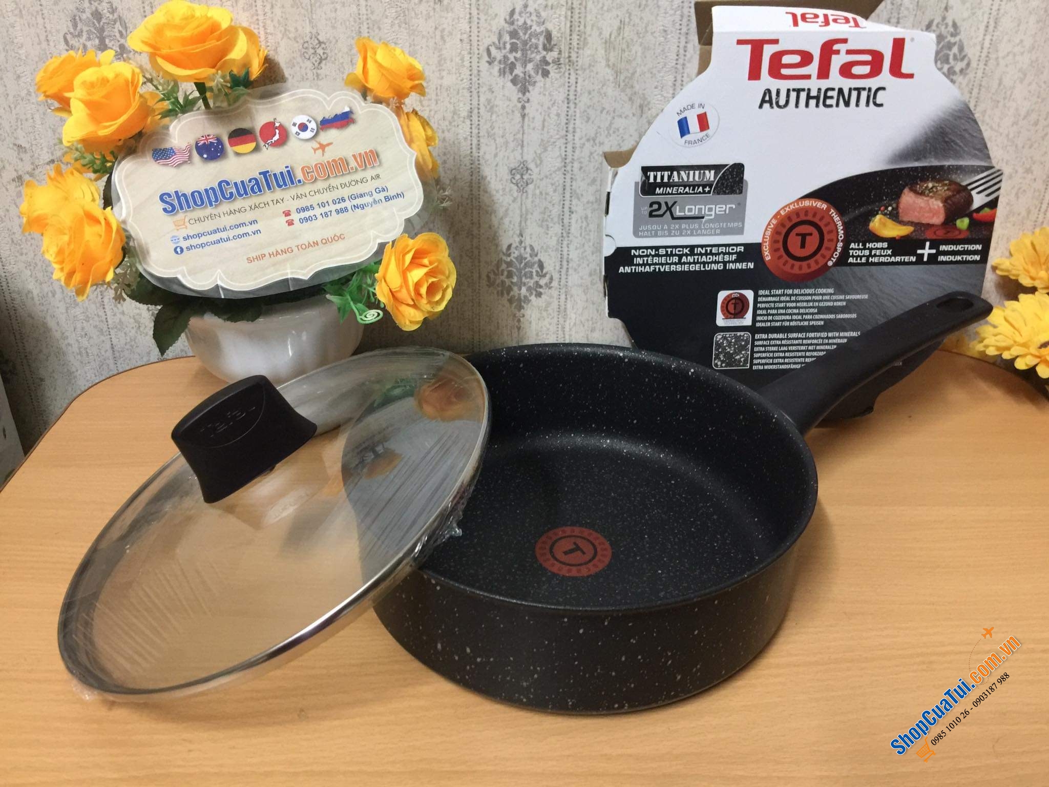 CHẢO NỒI TEFAL CÓ VUNG authetic 24 cm - MADE IN FRANCE.