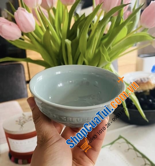 Set GỐM 3 món ĐĨA BÁT LE CREUSET MÀU HIẾM XANH SEA SALT.