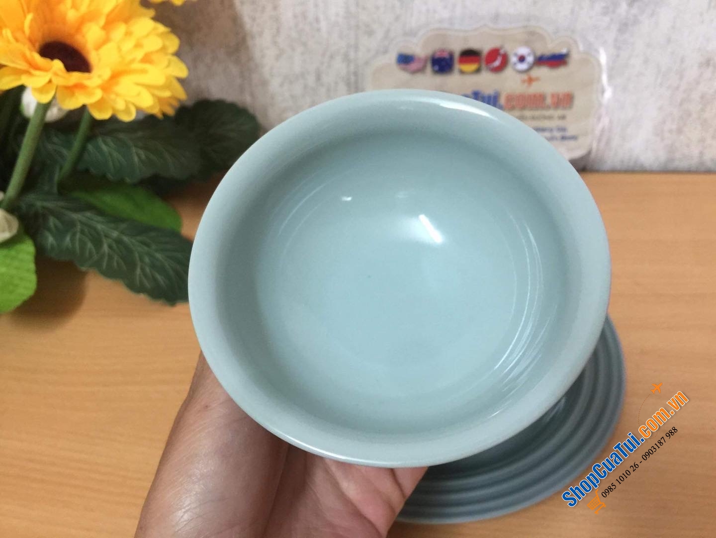 Set GỐM 3 món ĐĨA BÁT LE CREUSET MÀU HIẾM XANH SEA SALT.