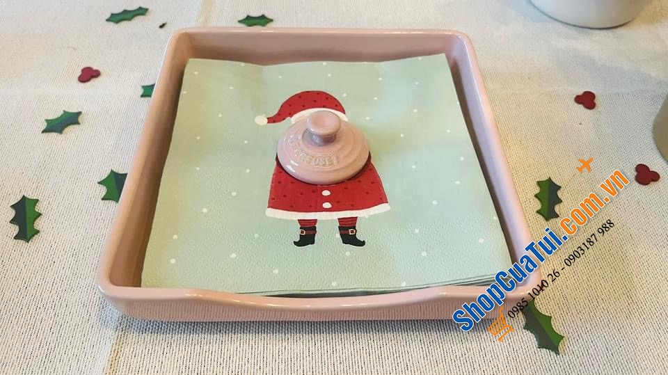 SET ĐỂ KHĂN GIẤY LE CREUSET HỒNG.