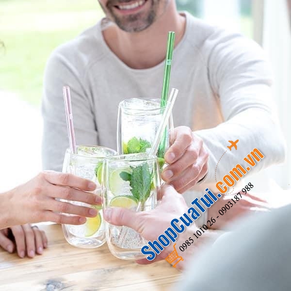 SET ỐNG HÚT THUỶ TINH MÀU SẮC 4 CÁI KÈM CHỔI ZWILLING 23 CM.