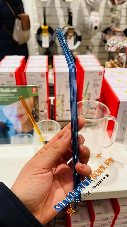 SET ỐNG HÚT THUỶ TINH MÀU SẮC 4 CÁI KÈM CHỔI ZWILLING 23 CM.