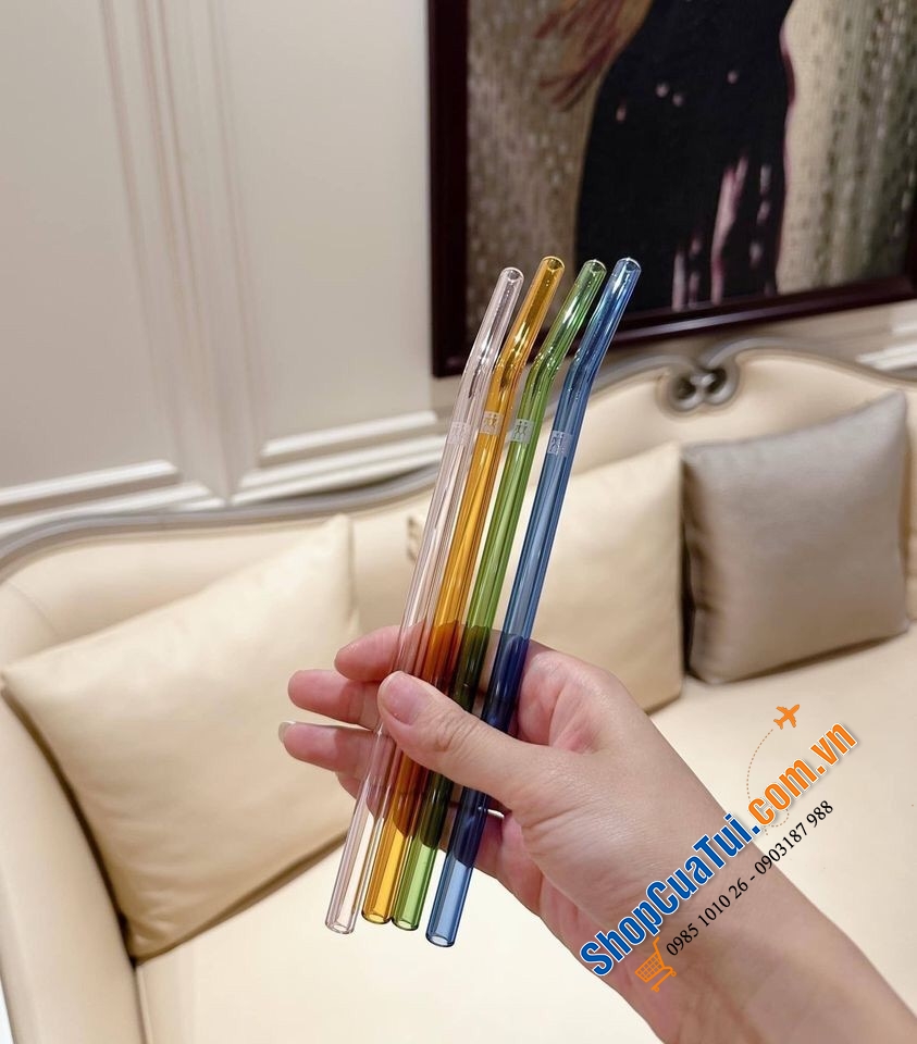 SET ỐNG HÚT THUỶ TINH MÀU SẮC 4 CÁI KÈM CHỔI ZWILLING 23 CM.