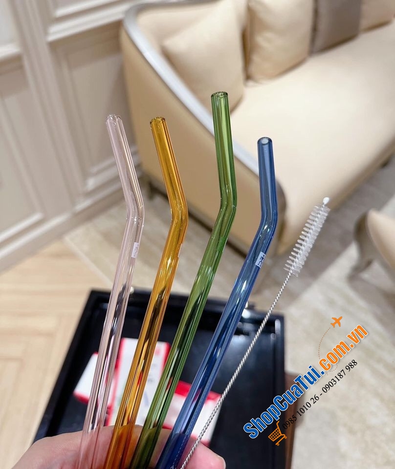 SET ỐNG HÚT THUỶ TINH MÀU SẮC 4 CÁI KÈM CHỔI ZWILLING 23 CM.