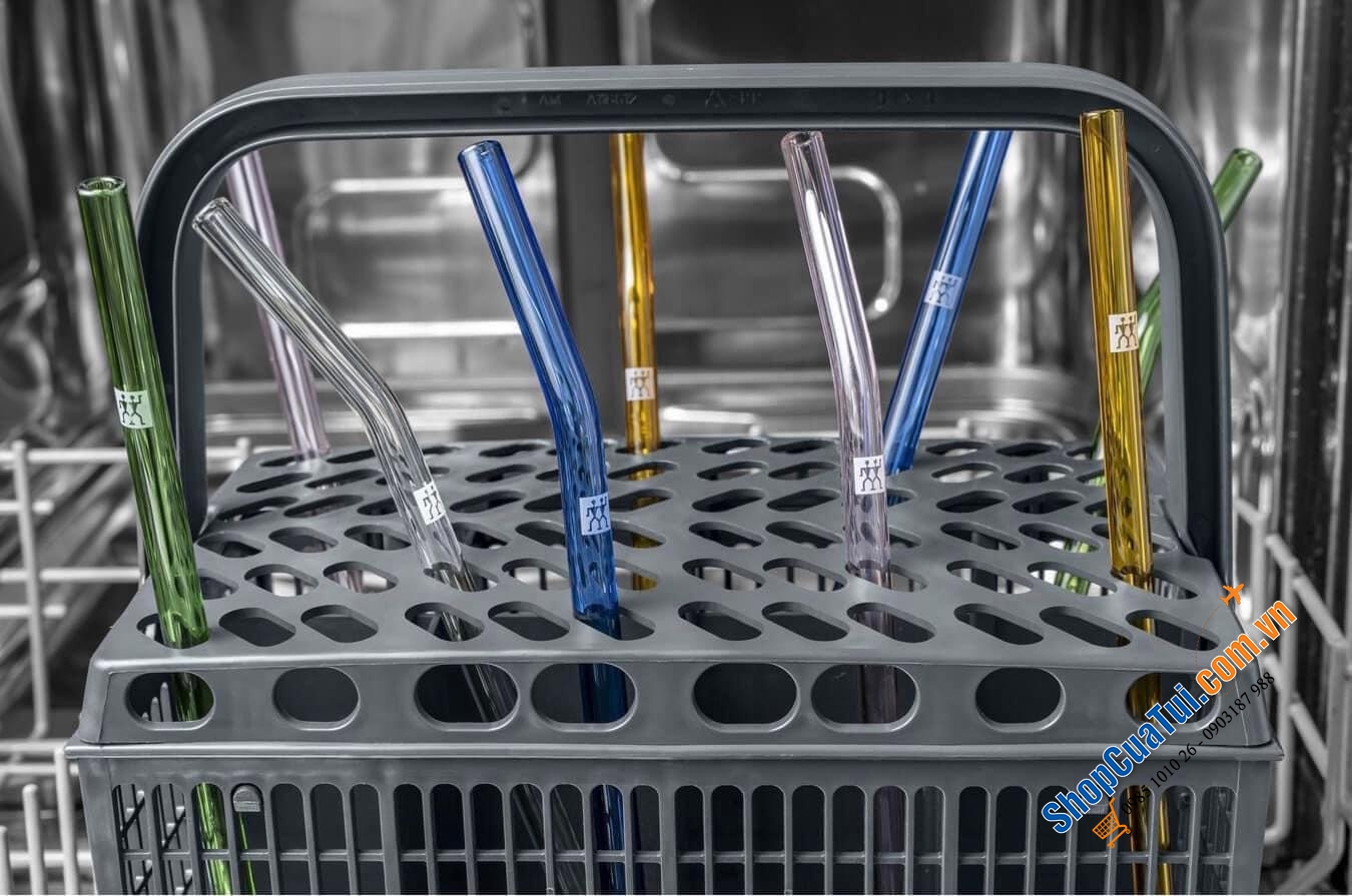 SET ỐNG HÚT THUỶ TINH MÀU SẮC 4 CÁI KÈM CHỔI ZWILLING 23 CM.