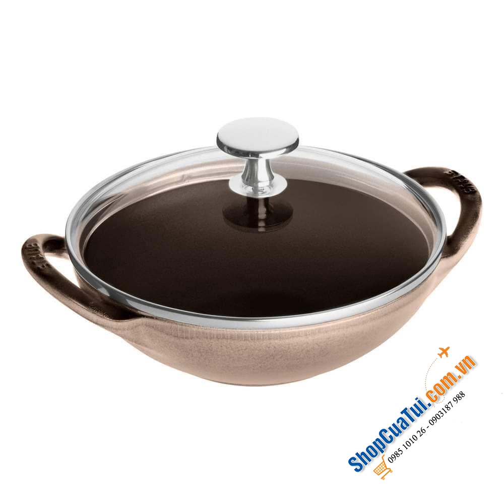 CHẢO XÀO MINI GANG STAUB BABY WOK 16 cm - MÀU NÂU CÀ PHÊ SỮA SESAM SIÊU LẠ ĐẸP