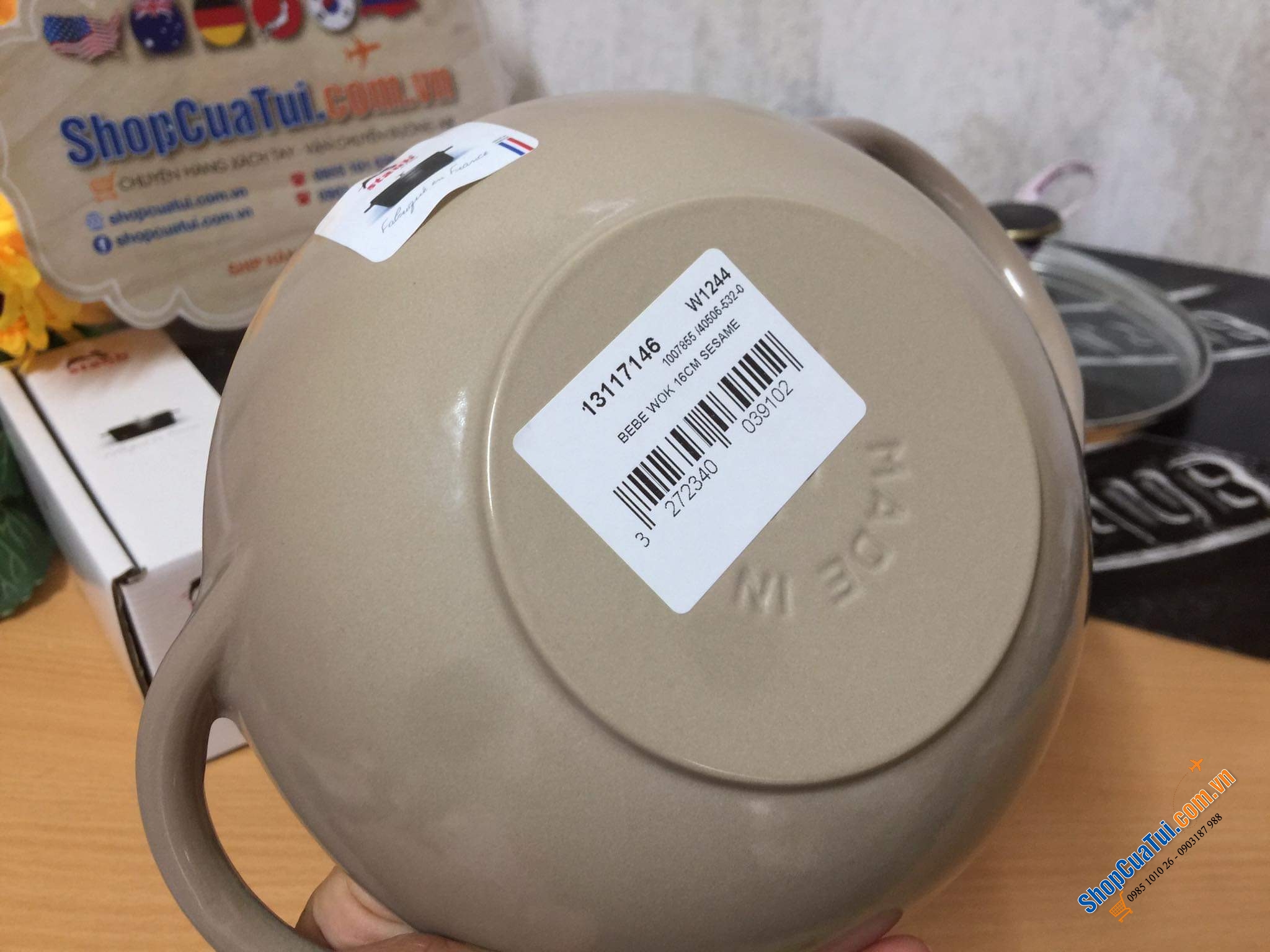 CHẢO XÀO MINI GANG STAUB BABY WOK 16 cm - MÀU NÂU CÀ PHÊ SỮA SESAM SIÊU LẠ ĐẸP