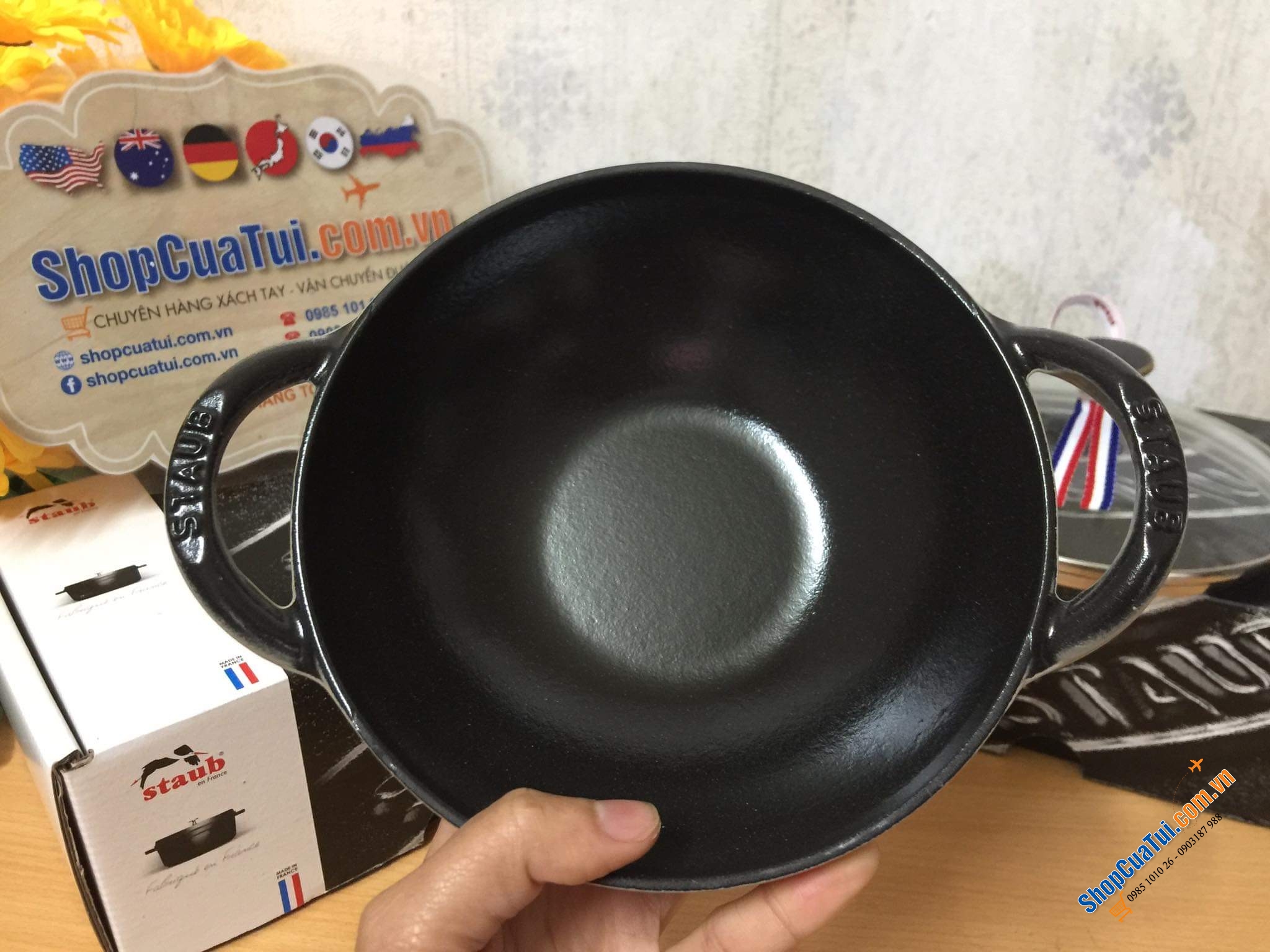 CHẢO XÀO MINI GANG STAUB BABY WOK 16 cm - MÀU NÂU CÀ PHÊ SỮA SESAM SIÊU LẠ ĐẸP