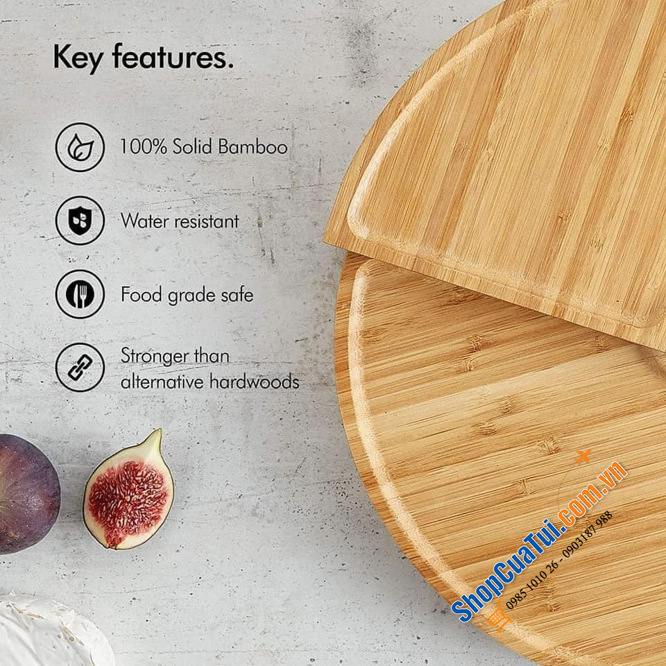 KHAY ĐỰNG CHEESE VONSHEF 100% CHẤT LIỆU TỪ TRE, CÓ THỂ GẬP GỌN 33cm*6cm - 3 tầng