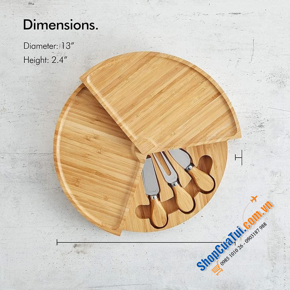 KHAY ĐỰNG CHEESE VONSHEF 100% CHẤT LIỆU TỪ TRE, CÓ THỂ GẬP GỌN 33cm*6cm - 3 tầng