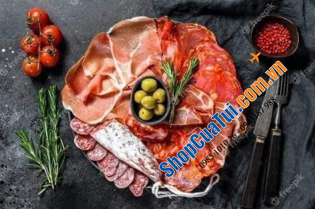 SET 5 MÓN JAMON VÀ SALAMI ESPAÑA E HIJOS TÂY BAN NHA, hàng loại cao cấp làm từ thịt lợn đen Iberico