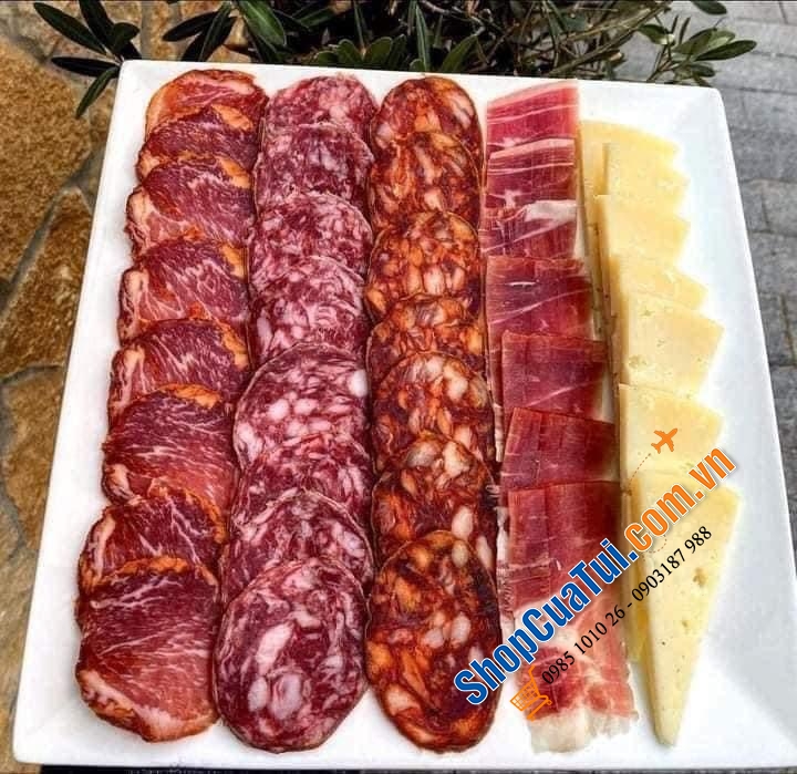 SET 5 MÓN JAMON VÀ SALAMI ESPAÑA E HIJOS TÂY BAN NHA, hàng loại cao cấp làm từ thịt lợn đen Iberico