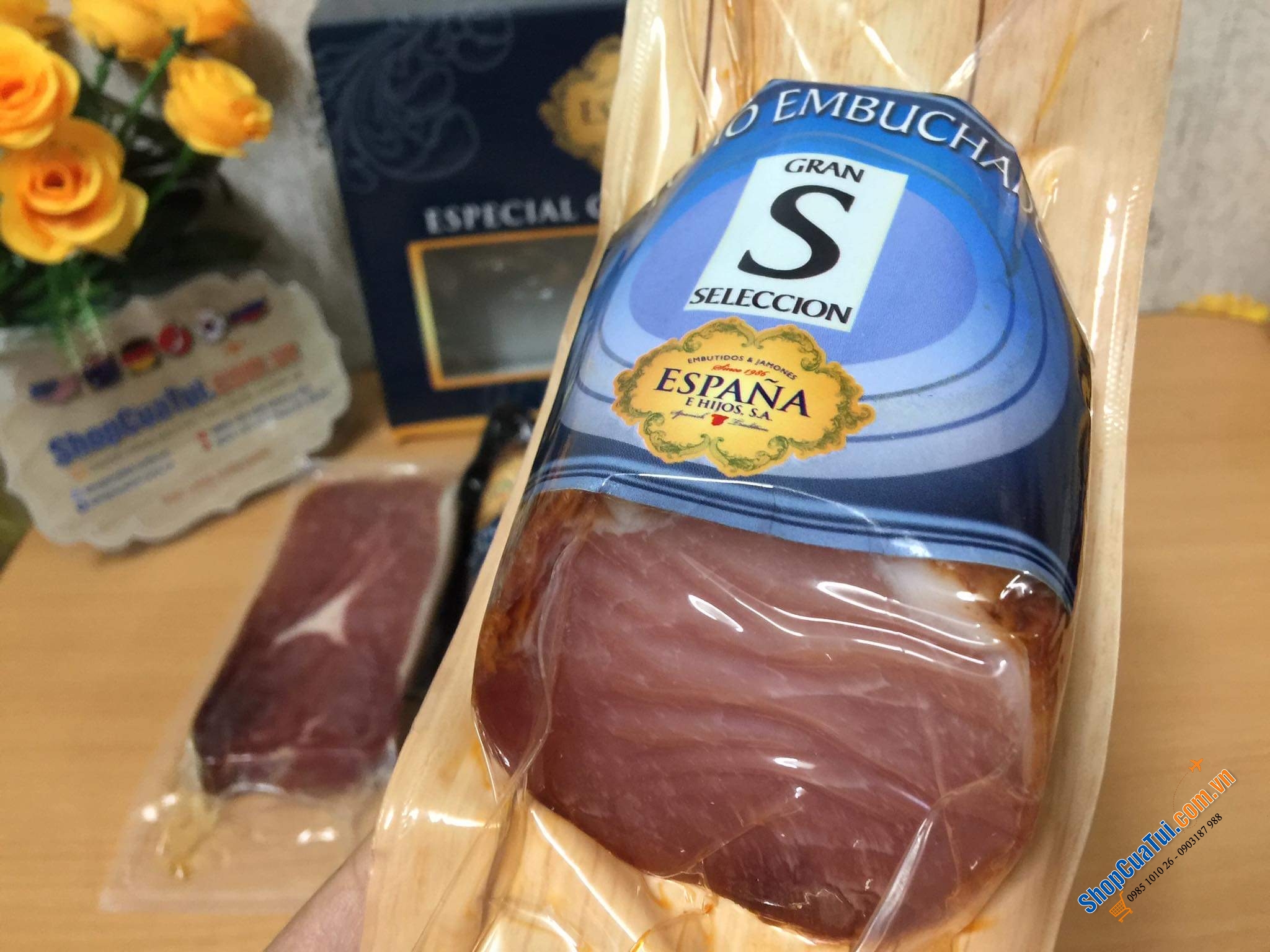 SET 5 MÓN JAMON VÀ SALAMI ESPAÑA E HIJOS TÂY BAN NHA, hàng loại cao cấp làm từ thịt lợn đen Iberico