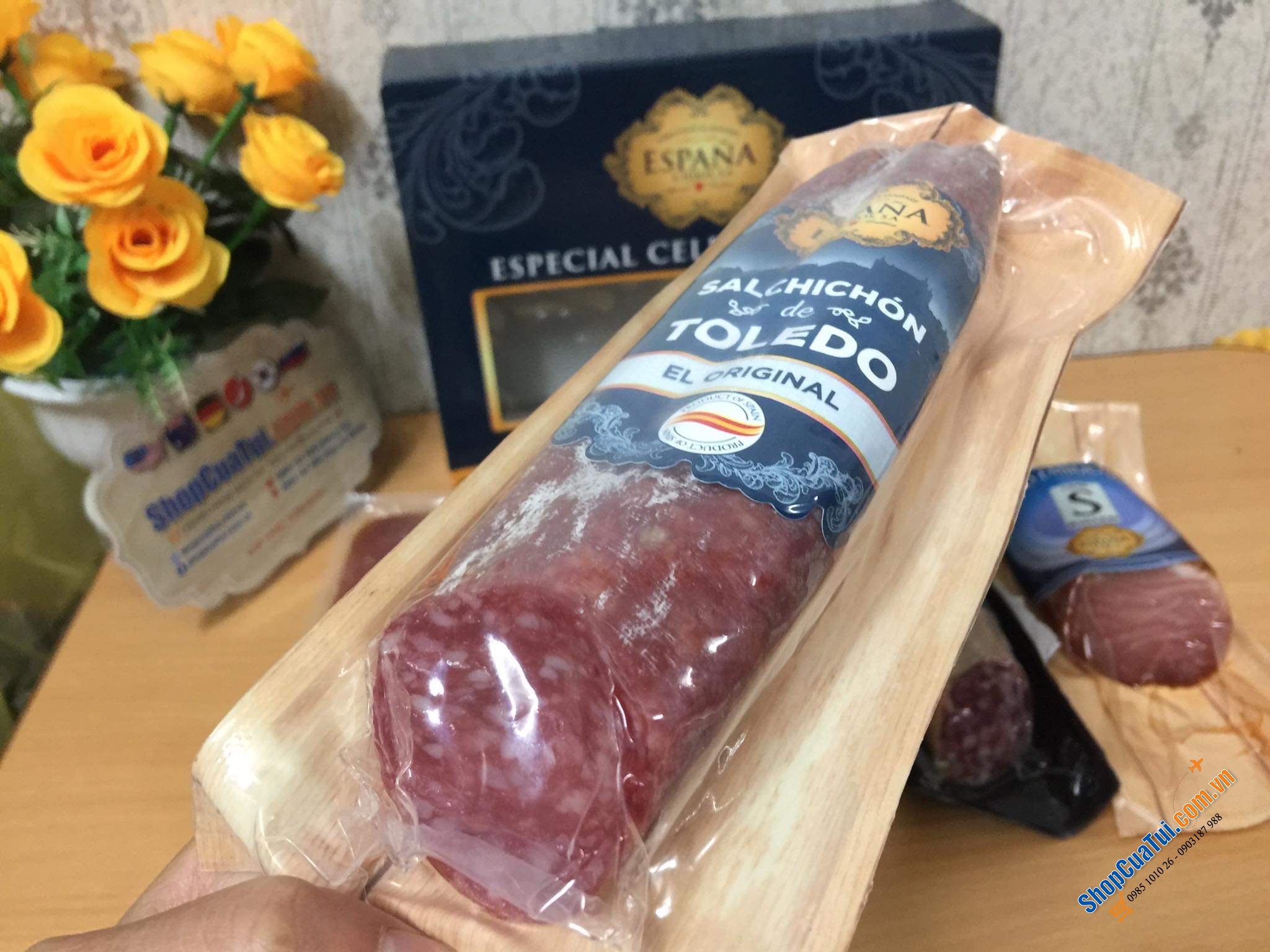 SET 5 MÓN JAMON VÀ SALAMI ESPAÑA E HIJOS TÂY BAN NHA, hàng loại cao cấp làm từ thịt lợn đen Iberico