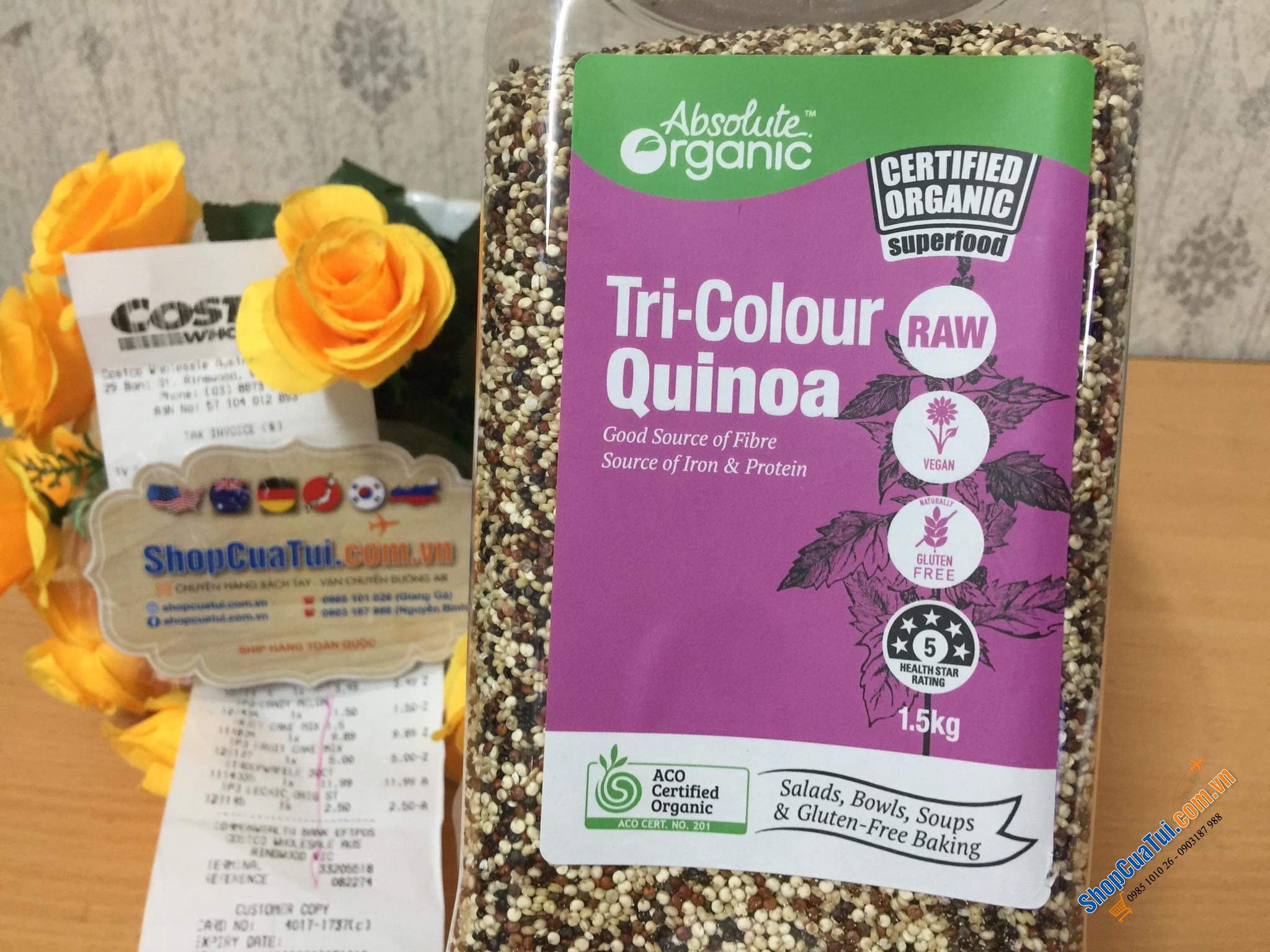 Hạt Diêm Mạch Hỗn Hợp Ba Màu Absolute Organic Tri-colour Quinoa 1,5 kg