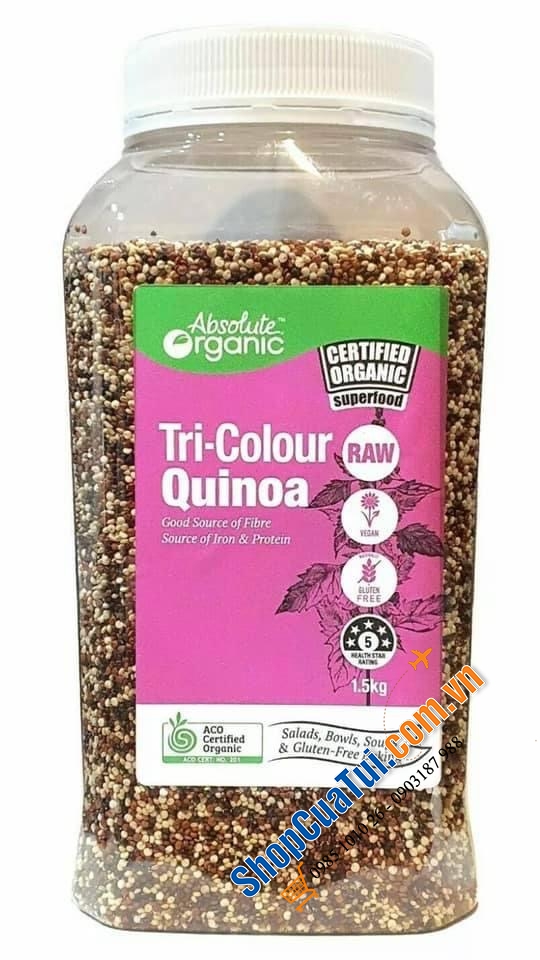 Hạt Diêm Mạch Hỗn Hợp Ba Màu Absolute Organic Tri-colour Quinoa 1,5 kg