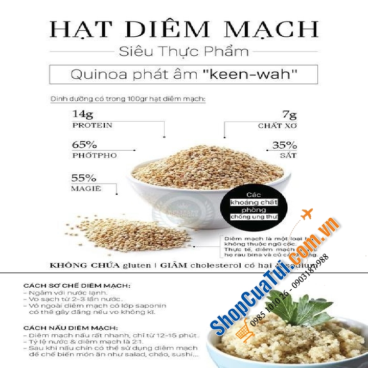 Hạt Diêm Mạch Hỗn Hợp Ba Màu Absolute Organic Tri-colour Quinoa 1,5 kg