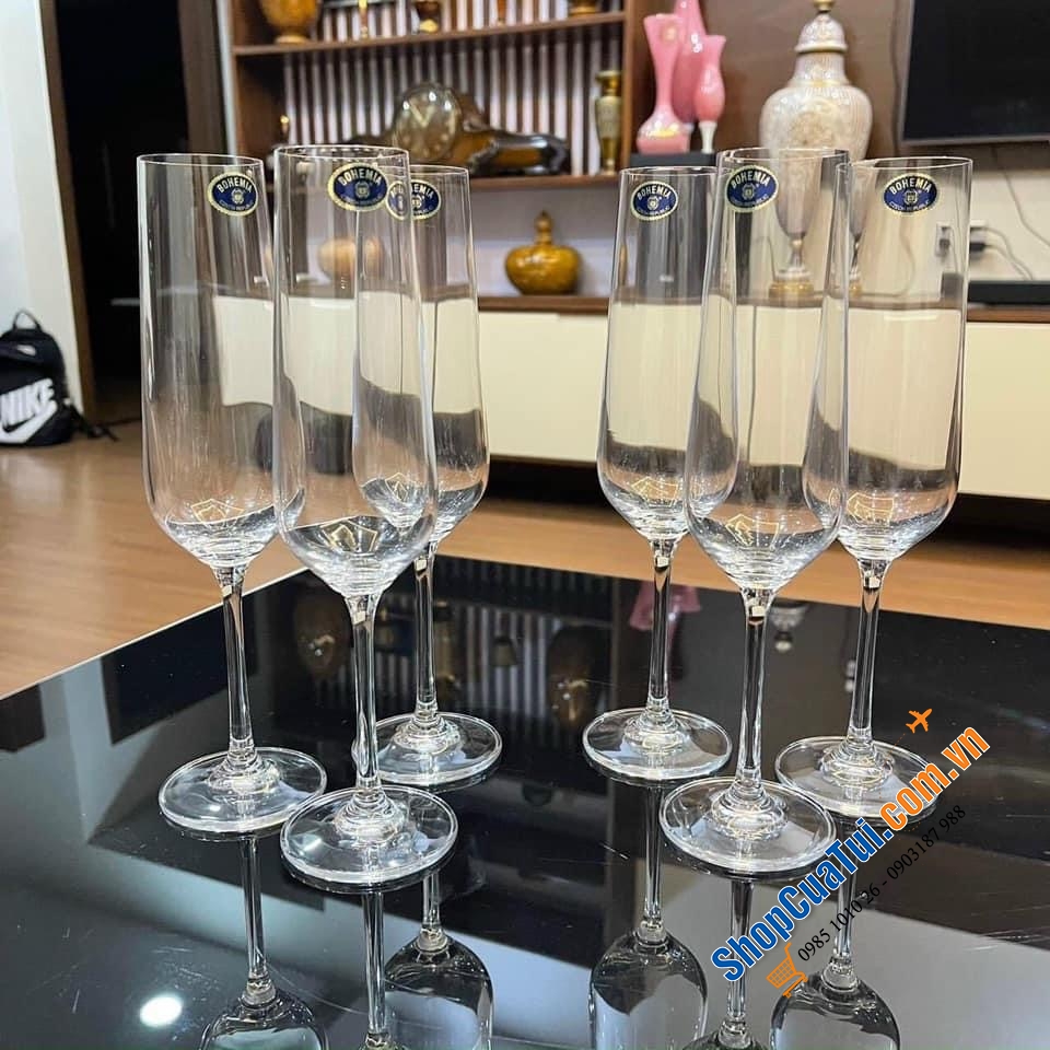 Bộ 6 ly uống sâm panh pha lê “dòng Titanium” Bohemia Strix cho những bữa tiệc chào đón năm mới, tiệc liên hoan chúc mừng khởi đầu hoàn hảo 200ml
