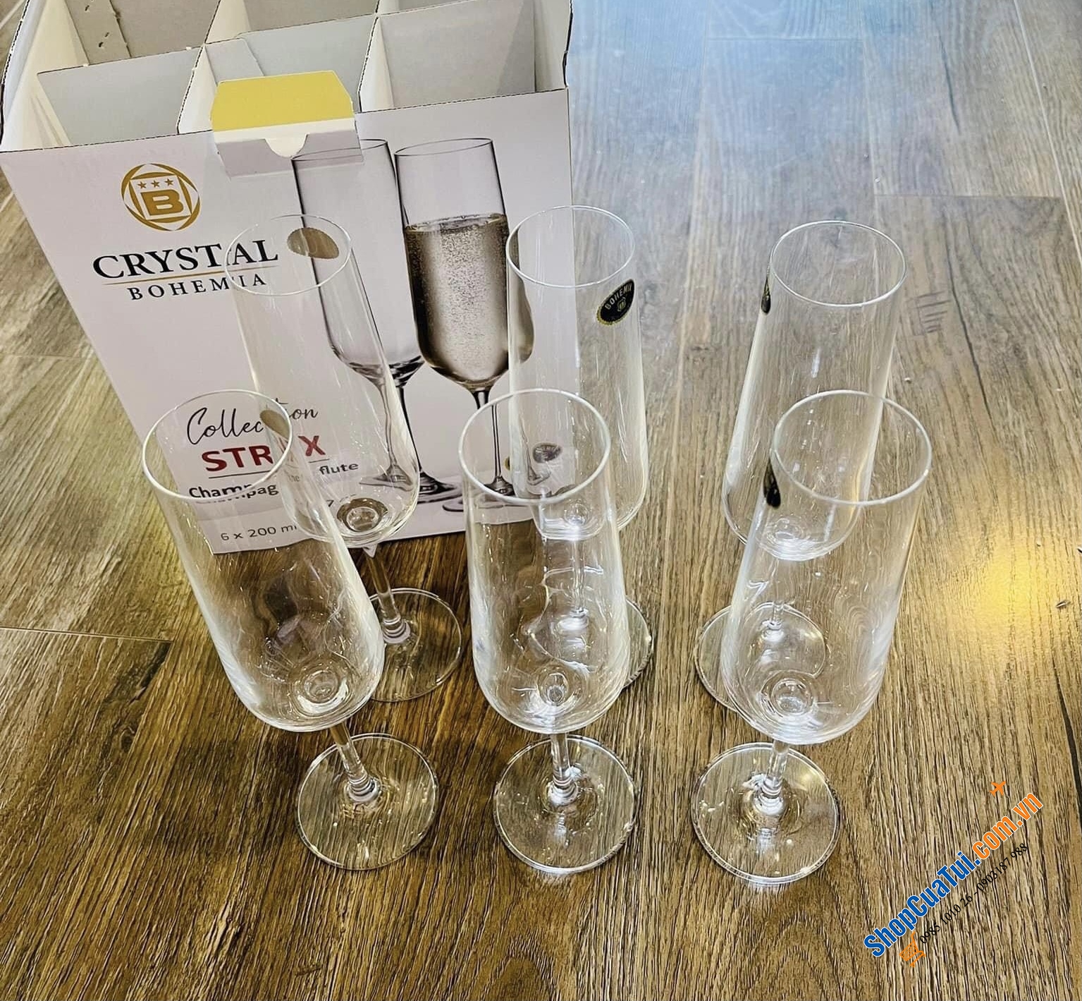 Bộ 6 ly uống sâm panh pha lê “dòng Titanium” Bohemia Strix cho những bữa tiệc chào đón năm mới, tiệc liên hoan chúc mừng khởi đầu hoàn hảo 200ml