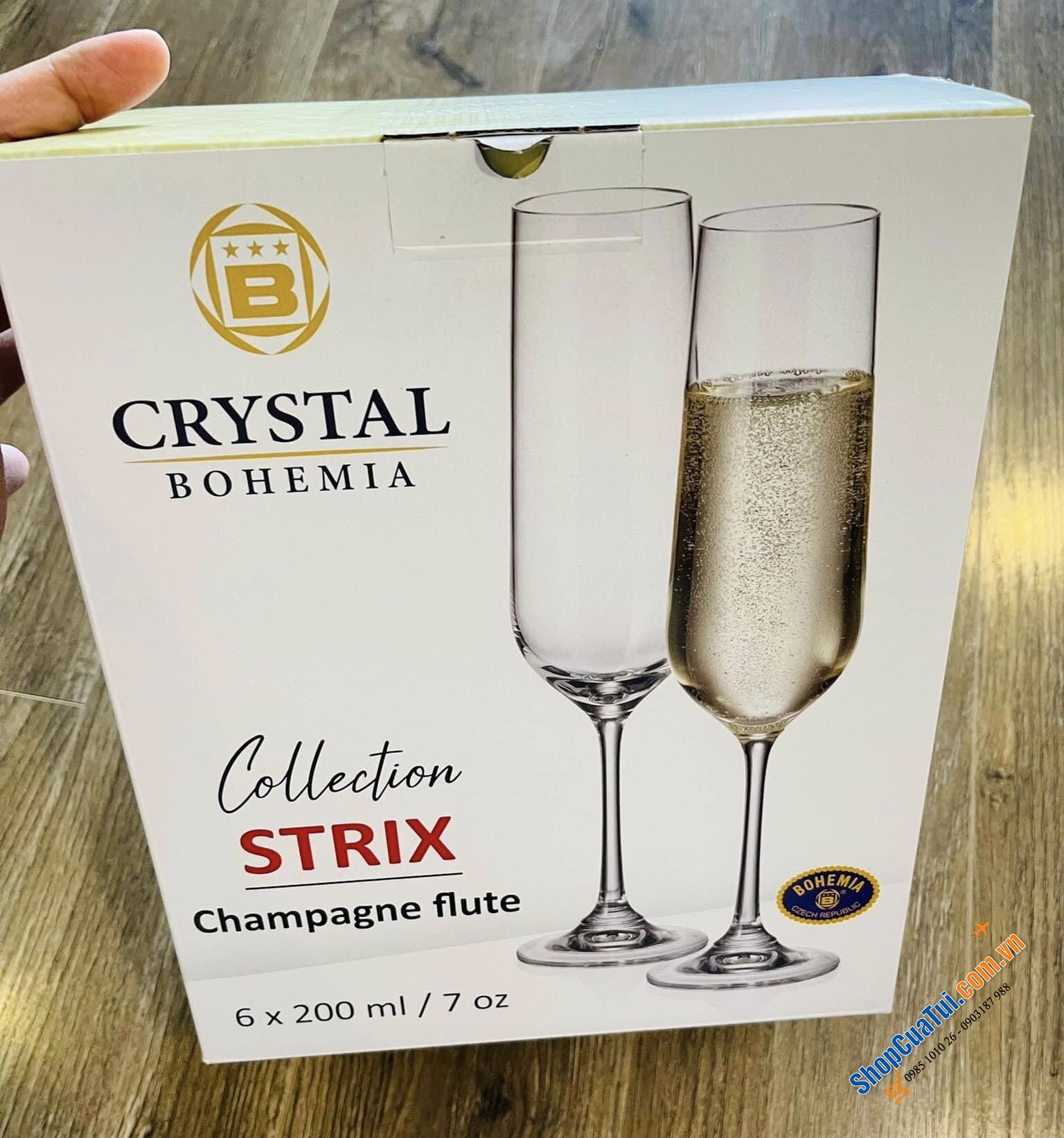 Bộ 6 ly uống sâm panh pha lê “dòng Titanium” Bohemia Strix cho những bữa tiệc chào đón năm mới, tiệc liên hoan chúc mừng khởi đầu hoàn hảo 200ml